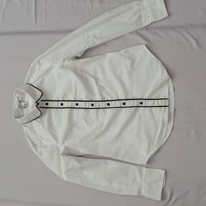 Forever 21 White/Black Button Up Shirt Woman Size S